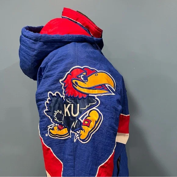 Vintage 90s NCAA Starter University of Kansas KU Jayhawks Full Zip Jacket Large - Picture 7 of 14